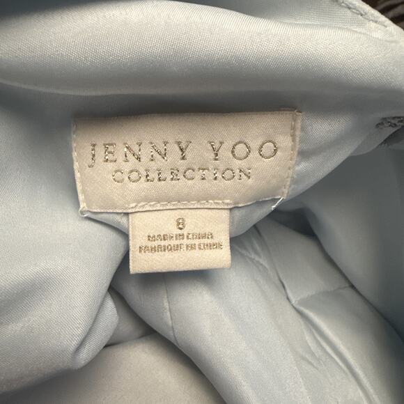 Jenny Yoo Collection Light Blue Chiffon Deep V‎ Illusion Dress Women's Size 8 - Picture 4 of 5